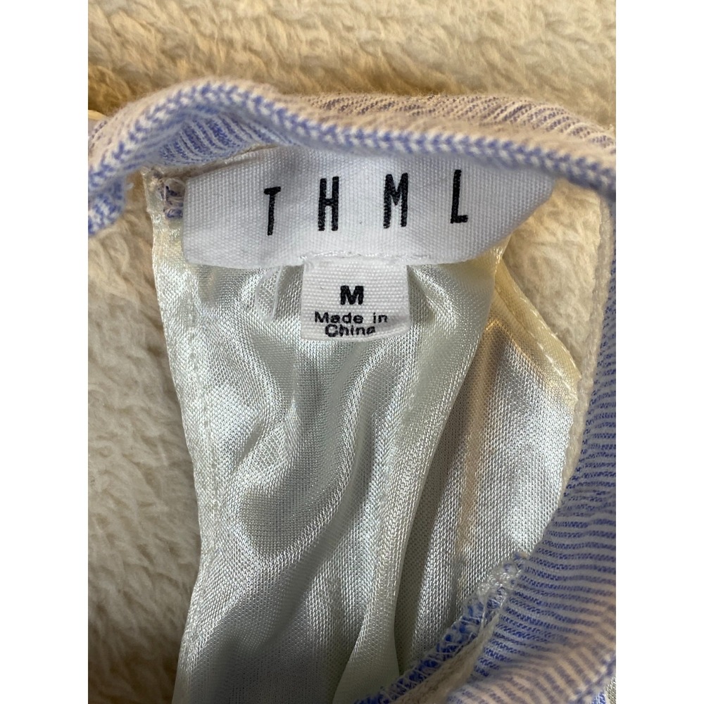 THML Halter Tank Top Embroidered Floral & Tassels Sleeveless Blue White SZ M - Picture 7 of 11